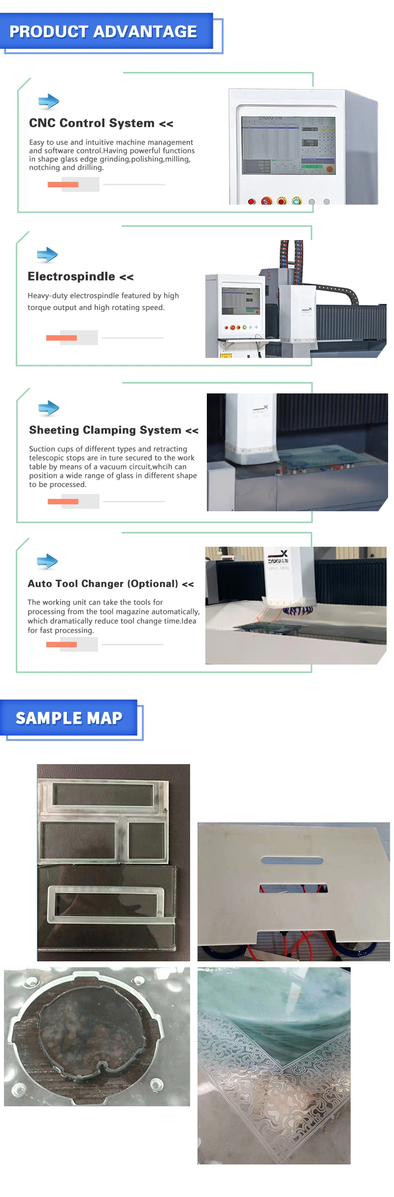 Factory Price Automatic Vertical High Speed Zxx-C1812 CNC Glass Hole Drilling & Milling Working Processing Center